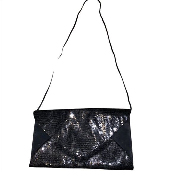 Black crossbody bag with sequins - Picture 1 of 2